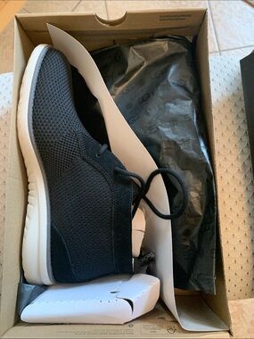 UGG Men’s Black Knit Lace-Up Sneaker with White Sole